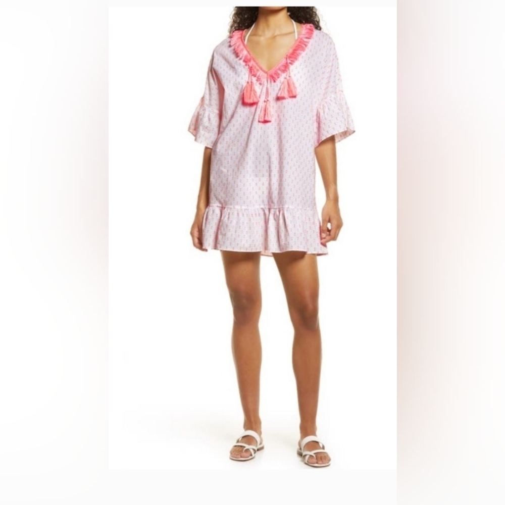 Lilly Pulitzer Kipper Cover-up Tunic Dress Tangelo neon clip Women's L/XL‎